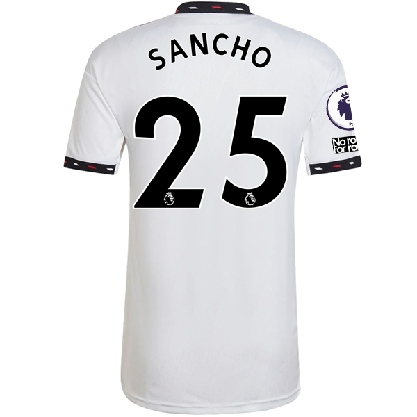Image of adidas Mancheser United Jadon Sancho Away Jersey w/ EPL + No Room For Racism Pat