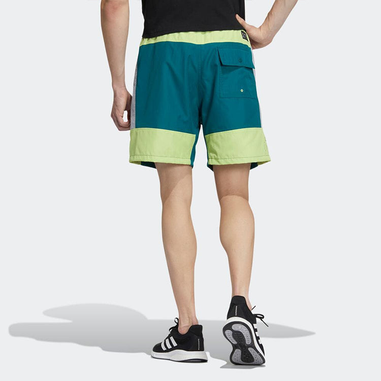 Image of Men's adidas Stripe Colorblock Straight Shorts Japanese Version Green HD0064