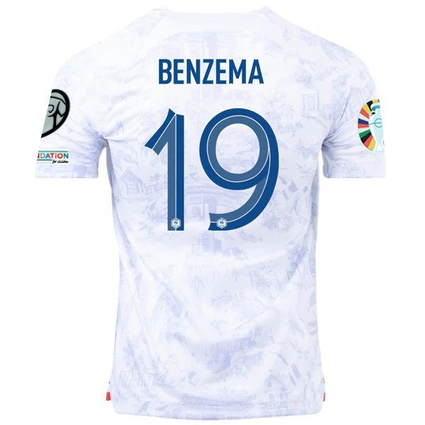 Nike France Karim Benzema Away Jersey w/ Nations League Champion Patch + Euro Qu