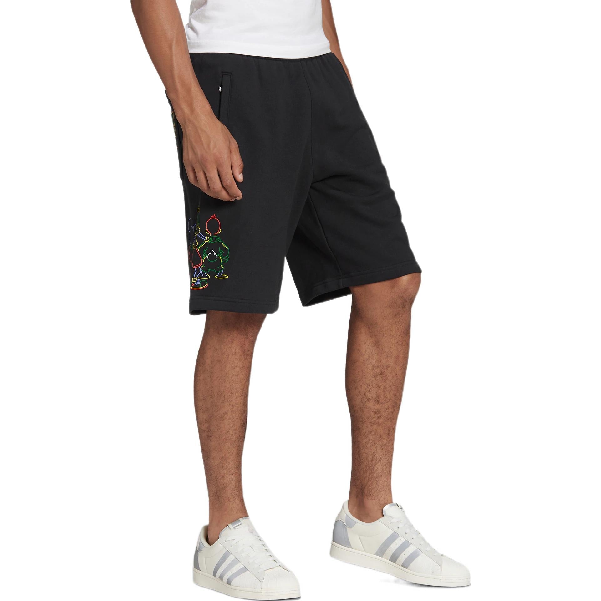 adidas originals Solid Color Cartoon Mickey Pattern Straight Sports Shorts Black