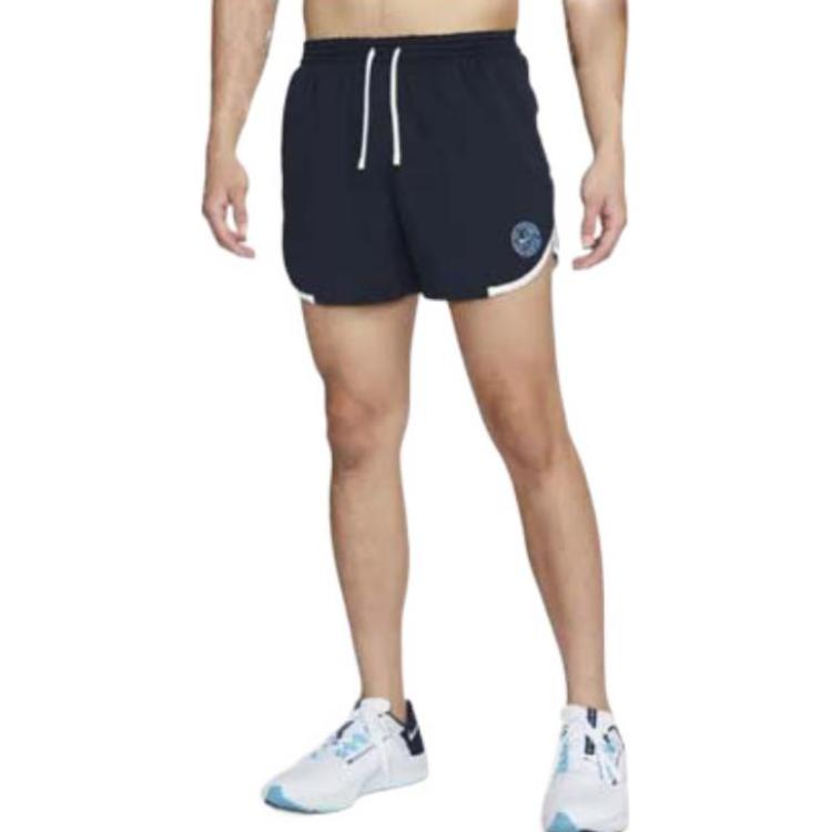 Image of Men's Nike SS22 Logo Printing Elastic Waistband Lacing Knit Running Blue Shorts