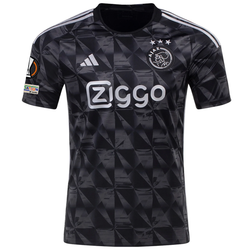 Image of adidas Ajax Brian Brobbey Third Jersey w/ Europa League Patches 23/24 (Black)