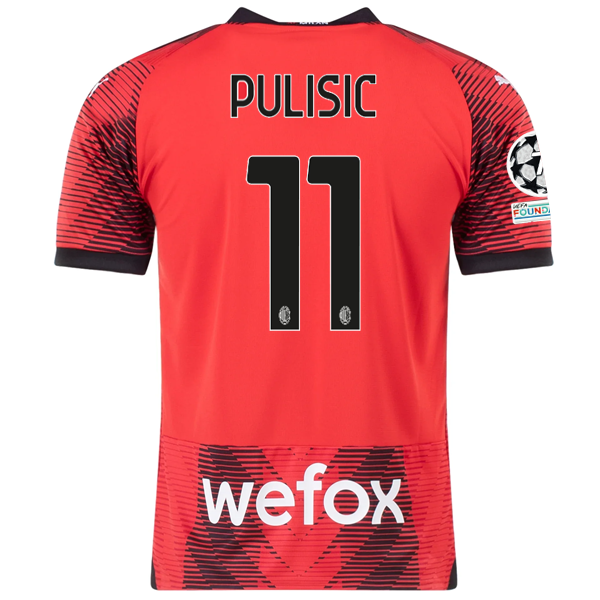 Puma AC Milan Christian Pulisic Home Jersey w/ Champions League Patches 23/24 (P