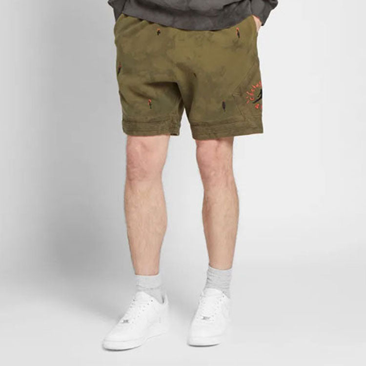 Image of Air Jordan x Cactus Jack by Travis Scott Washed Suede Shorts 'Medium Olive' CN34