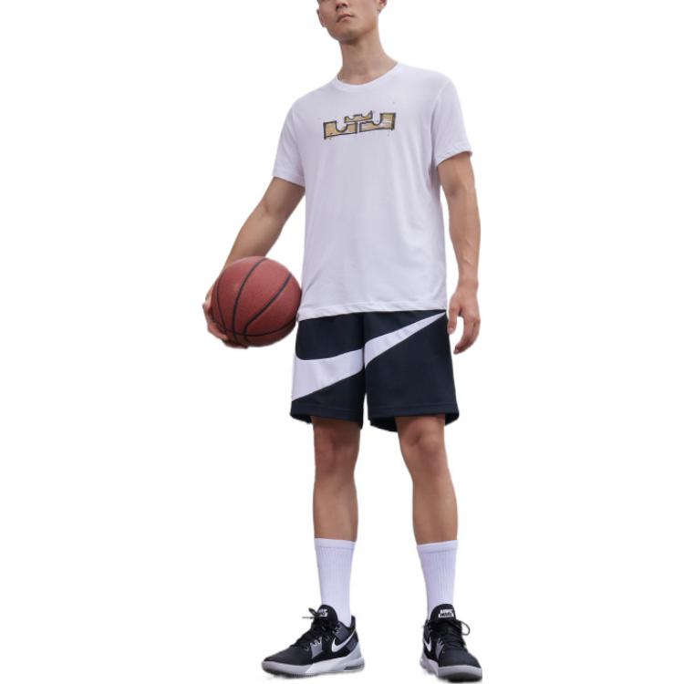 Image of Men's Nike Colorblock Large Logo Printing Casual Shorts Black DQ1169-010