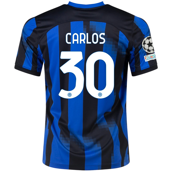 Image of Nike Inter Milan Carlos Augusto Home Jersey w/ Champions League + Copa Italia Pa