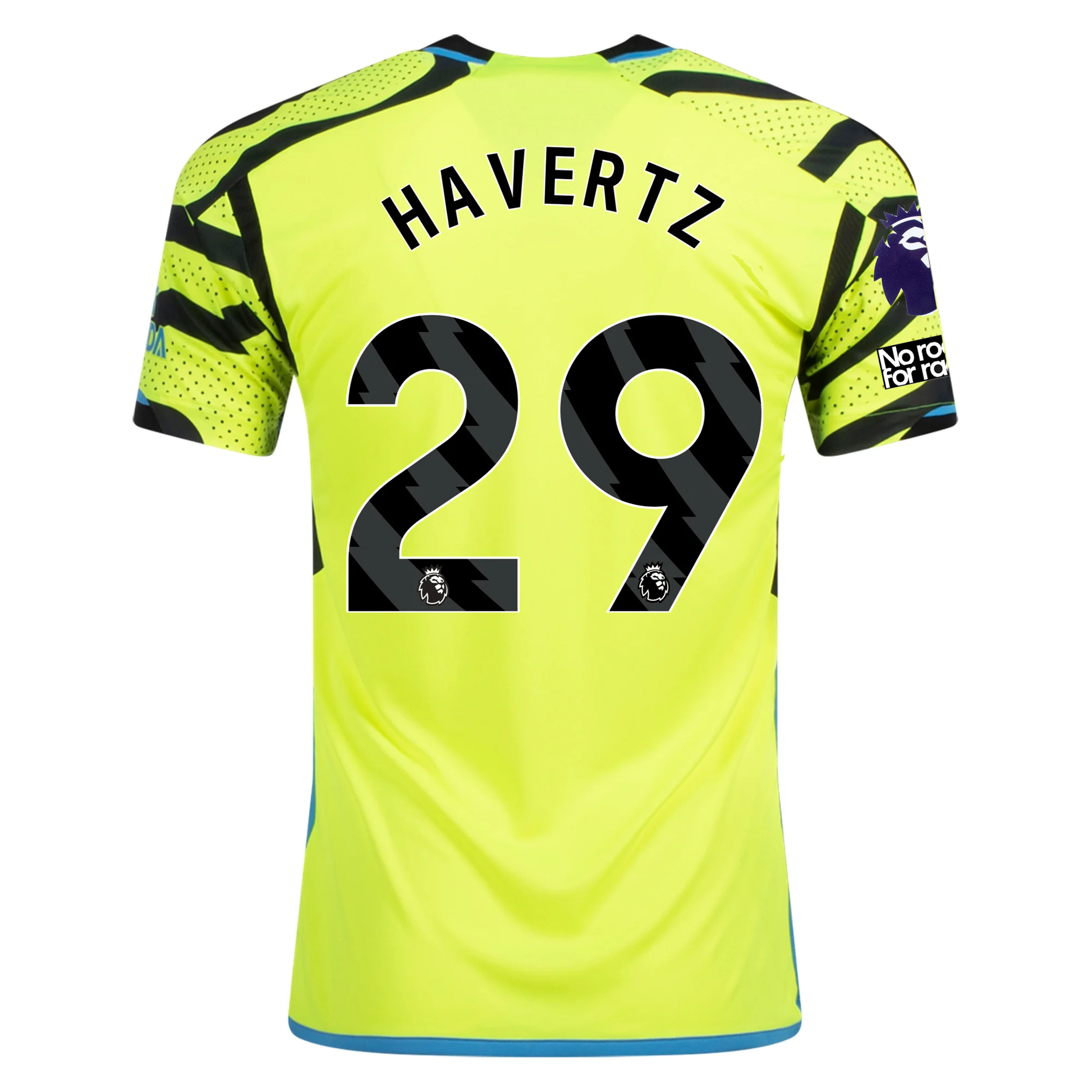 adidas Arsenal Kai Havertz Away Jersey w/ EPL + No Room For Racism Patches 23/24