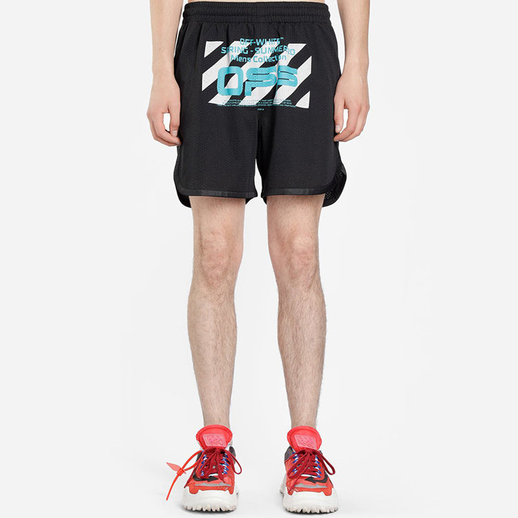 Image of OFF-WHITE Wavy Line Mesh Shorts Black/Multicolor OMCI005R201010041001