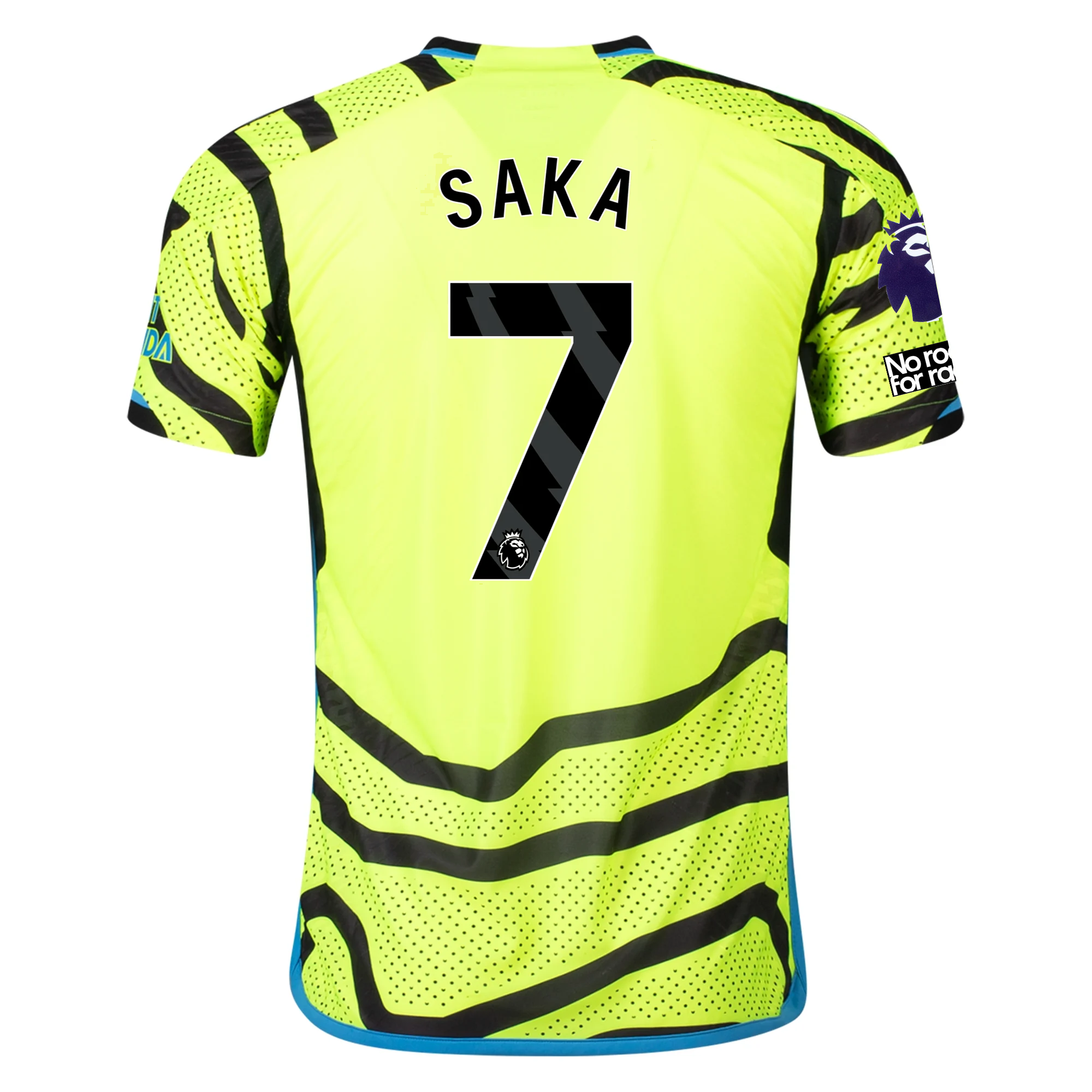 Image of adidas Arsenal Authentic Bukayo Saka Away Jersey w/ EPL + No Room For Racism Pat