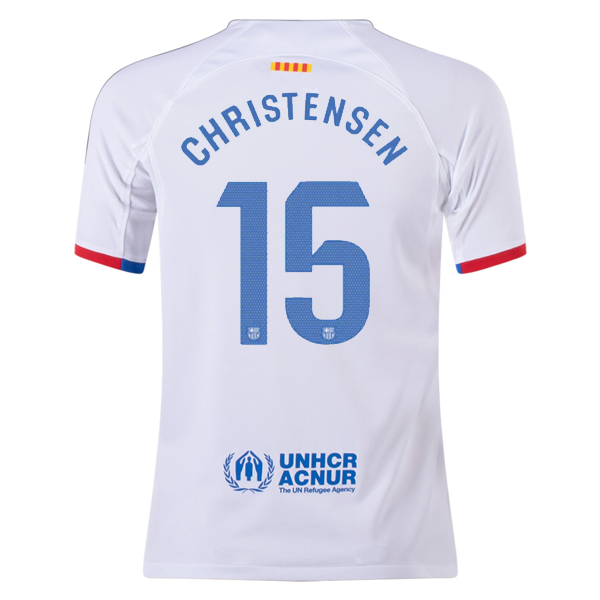 Nike Youth Barcelona Christensen Auswärtstrikot 23/24 (Weiß/Königsblau)