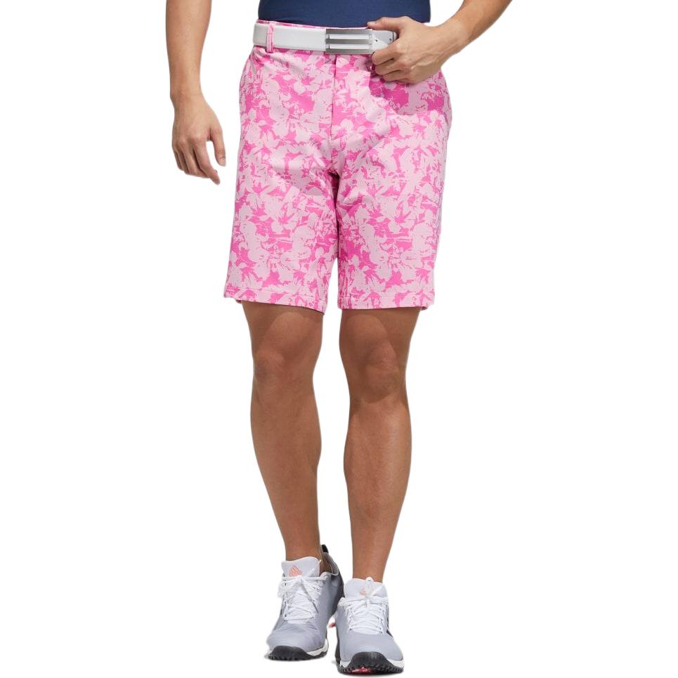 Image of Men's adidas SS22 Solid Color Flowers Printing Shorts Pink Red GM0856