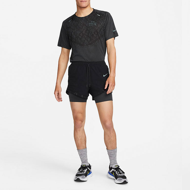 Image of Men's Nike Solid Color Logo Splicing Straight Sports Shorts Black DQ4771-010