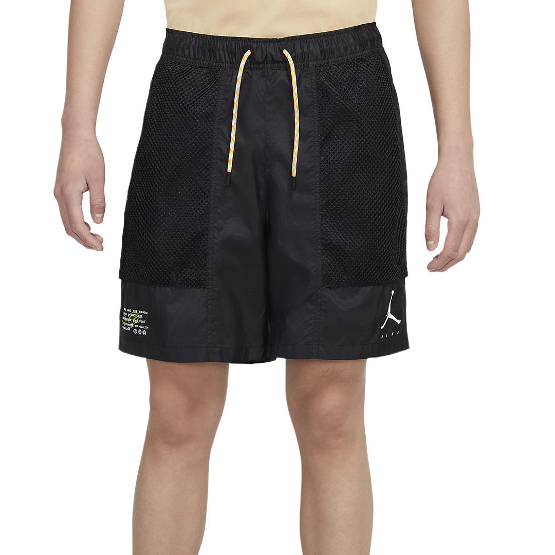 Image of Air Jordan Jumpman Statement Woven Lacing Solid Color Shorts Black DM1407-010