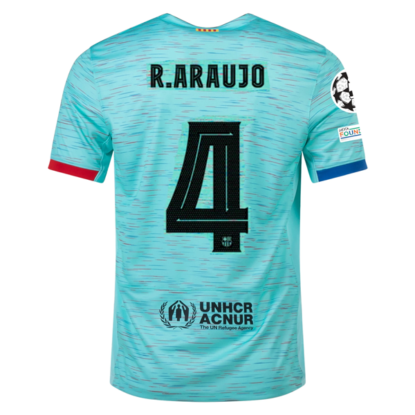 Nike Barcelona Ronald Araujo Third Jersey w/ Champions League Patches 23/24 (Lig