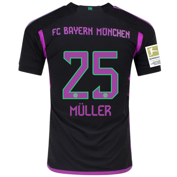 Image of adidas Bayern Munich Authentic Thomas Müller Away Jersey w/ Bundesliga Champion