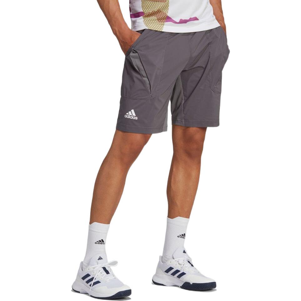 Men's adidas Logo Printing Loose Sports Shorts Gray HY8722