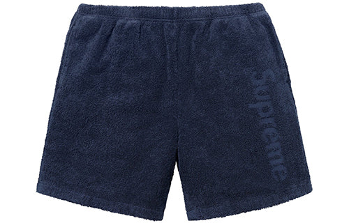 Supreme SS18 Terry Logo Short Navy Alphabet LOGO Shorts Unisex Navy Blue SUP-SS1