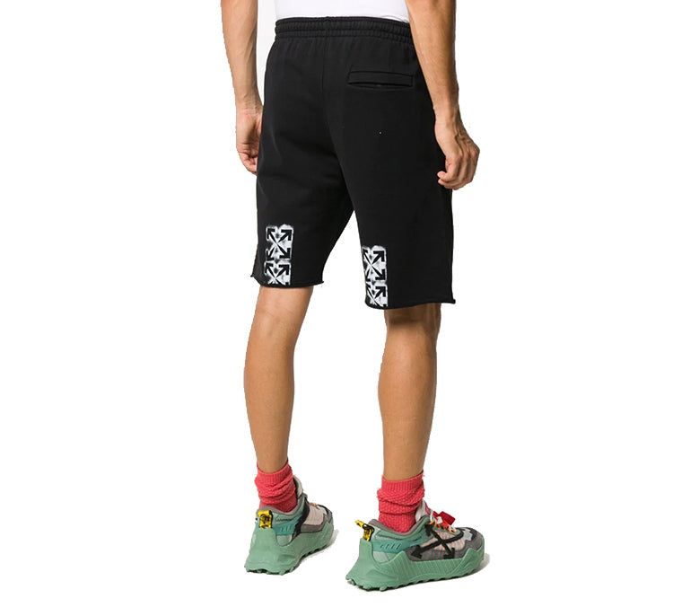 Image of OFF-WHITE Sprayed Arrows Arrow Sports Shorts Black OMCI006E20FLE0011001