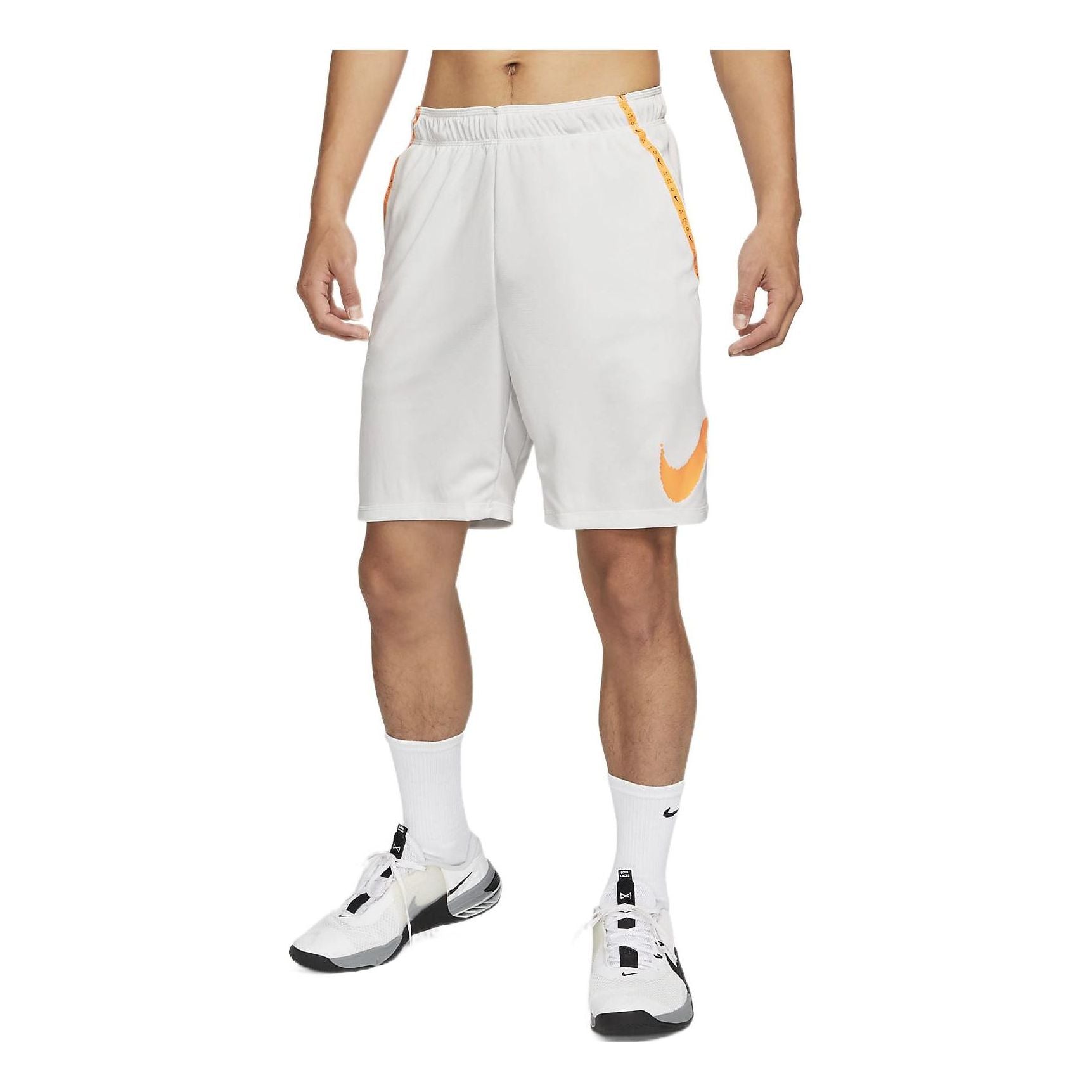 Image of Men's Nike Printing Logo Knit Training Shorts White DQ4813-121