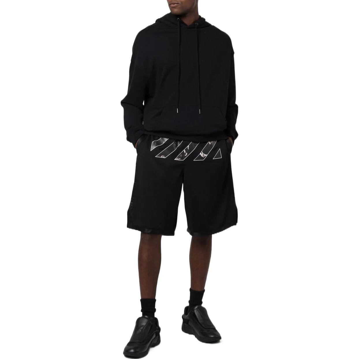 OFF-WHITE Herren Shorts mit geradem Bein und Twill-Print in Schwarz OMCB076C99FAB00