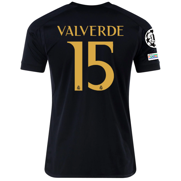 adidas Real Madrid Federico Valverde Third Jersey w/ Champions League + Club Wor