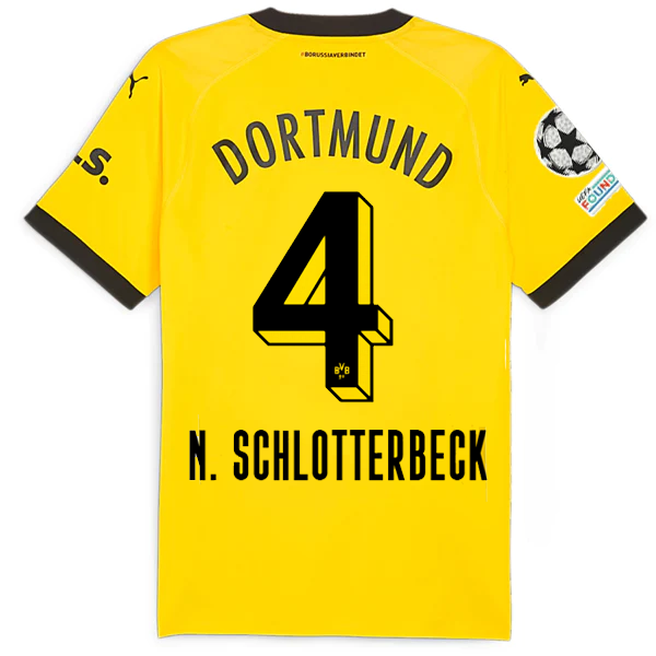 Puma Borussia Dortmund Authentic Schlotterback Home Jersey w/ Champions League P