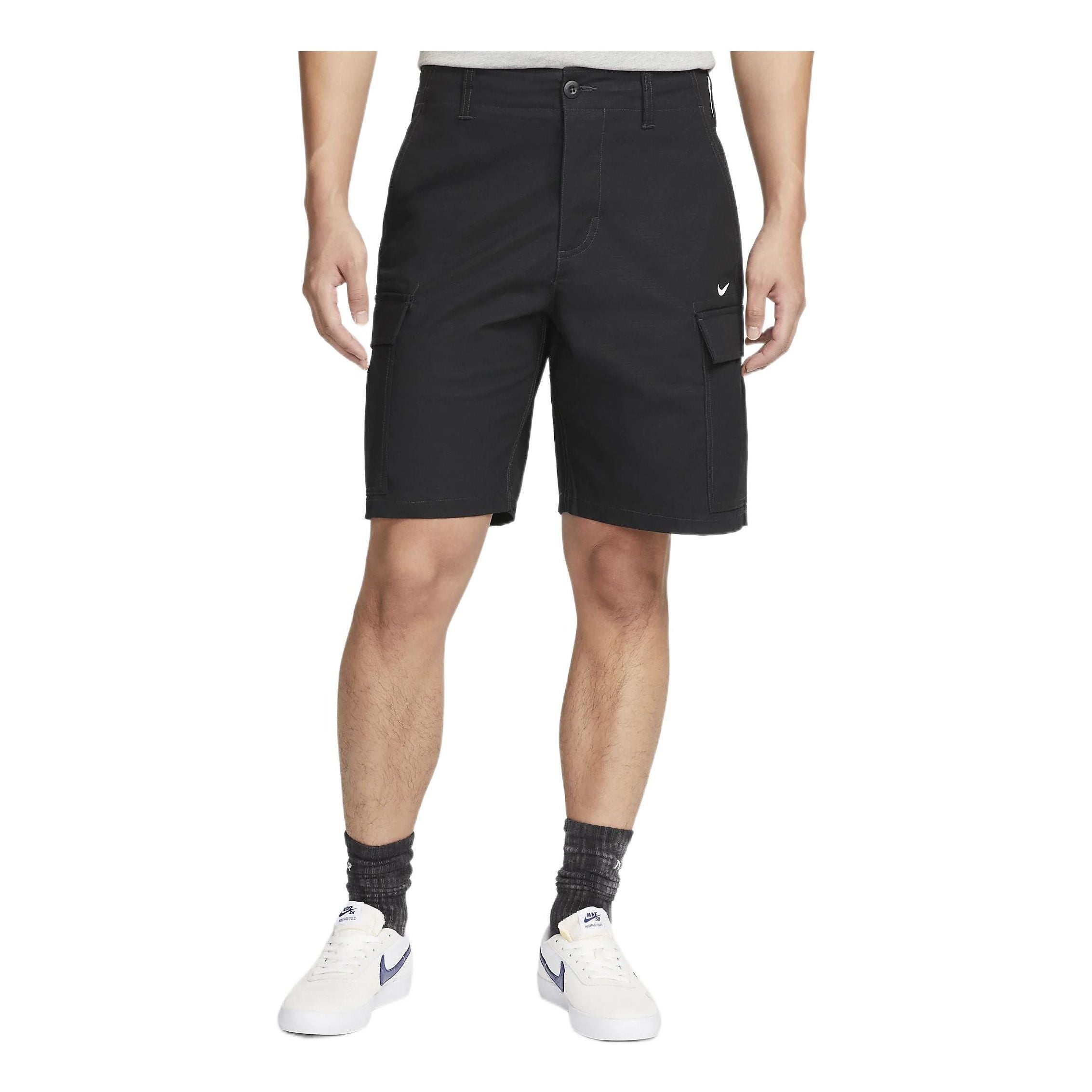 Image of Men's Nike Solid Color Button Cargo Shorts Black DQ6293-010