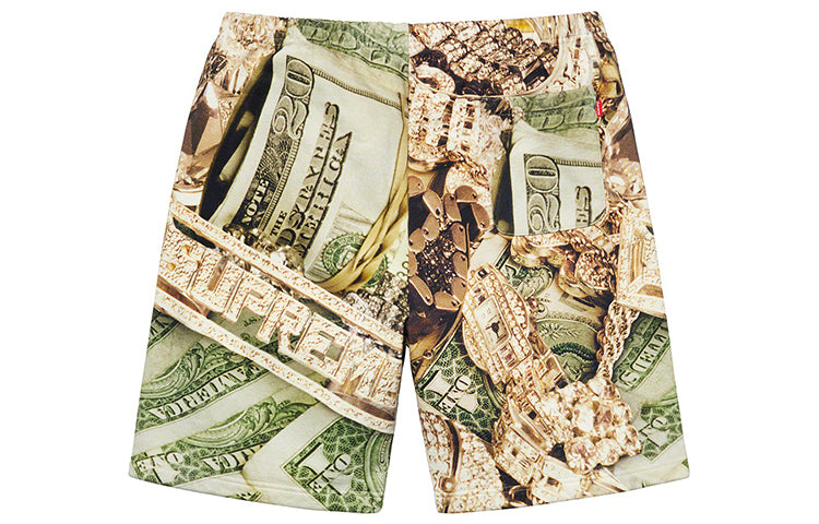 Image of Supreme SS20 Week 5 Bling Sweatshort Gold Printing Shorts Pants Unisex 'Green Re