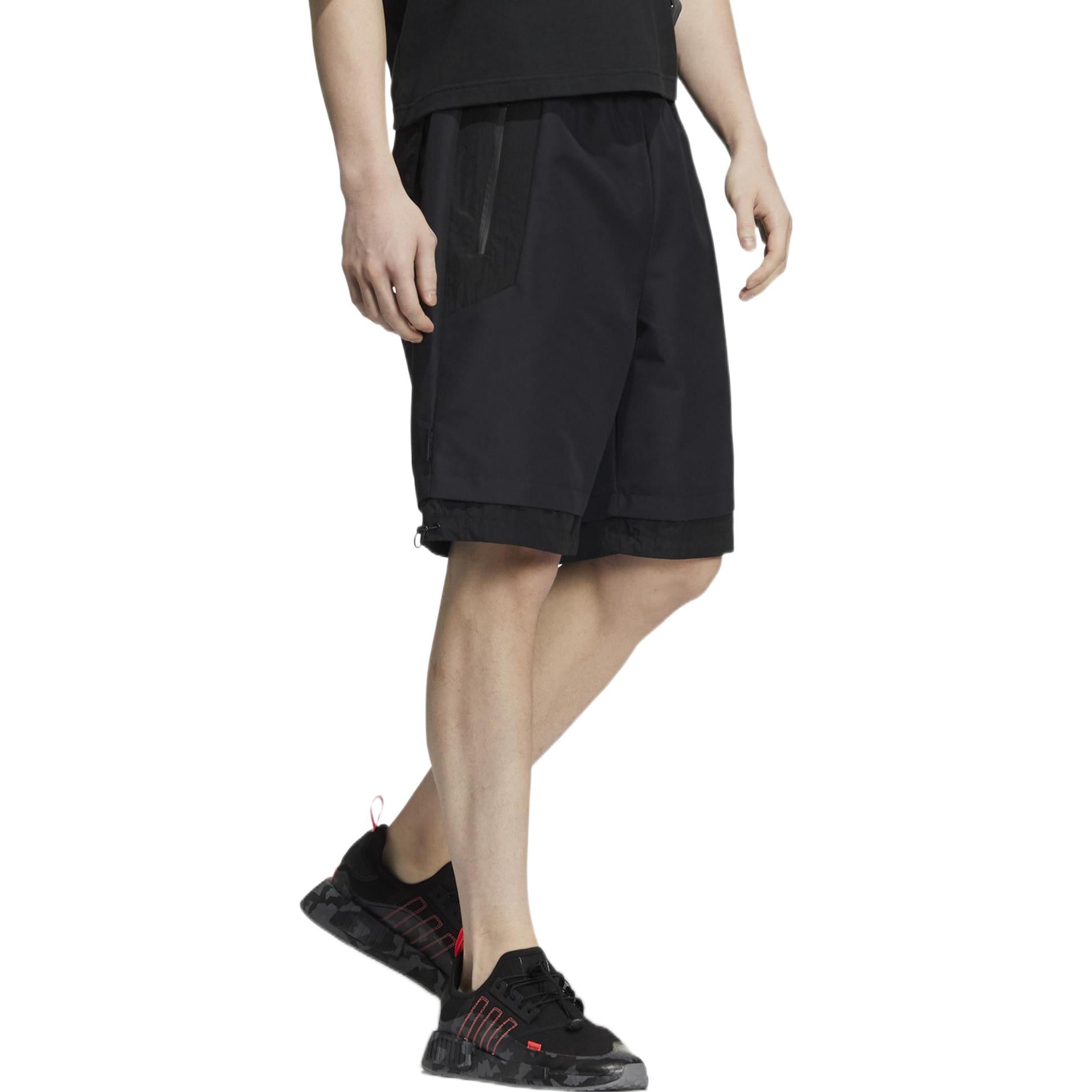 Image of Men's adidas Solid Color Pocket Lacing Sports Shorts Black HE6604
