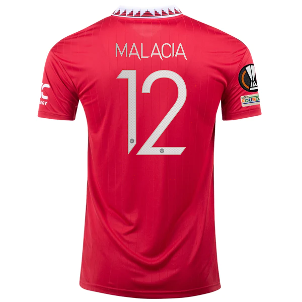 Image of adidas Manchester United Tyrell Malacia Home Jersey w/ Europa League Patches 22/