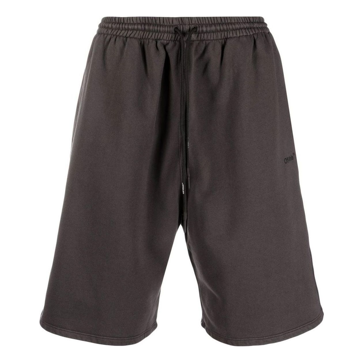 Men's OFF-WHITE Logo Printing Pattern Elastic Waistband Straight Shorts Brown OM