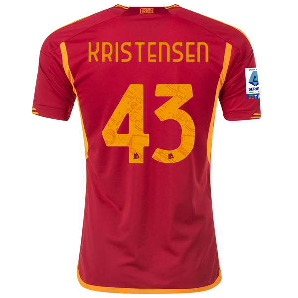 adidas Roma Rasmus Kristensen Heimtrikot mit Serie A-Aufnäher 23/24 (Team Victory R