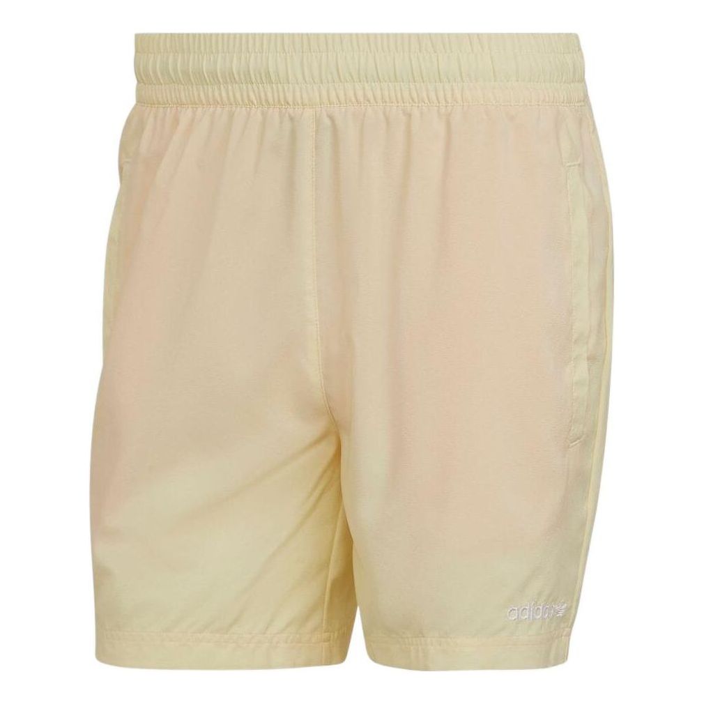 Image of Men's adidas originals Logo Embroidered Elastic Waistband Straight Shorts Yellow