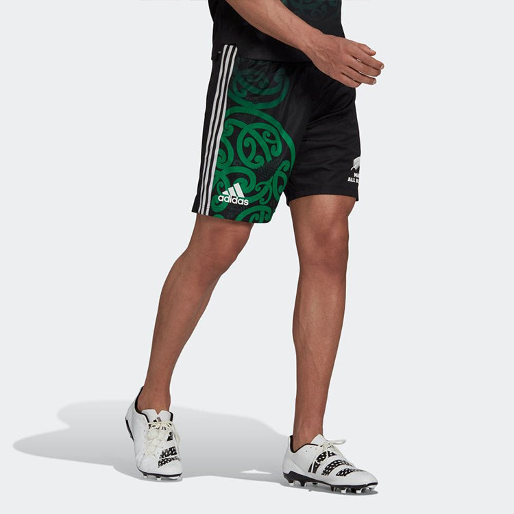 Men's adidas Pattern Printing Stripe Elastic Waistband Straight Shorts Black HG8