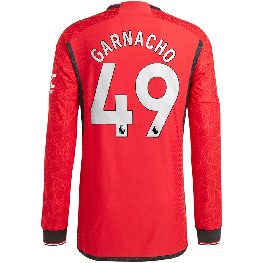 adidas Manchester United Authentic Alejandro Garnacho Long Sleeve Home Jersey w/