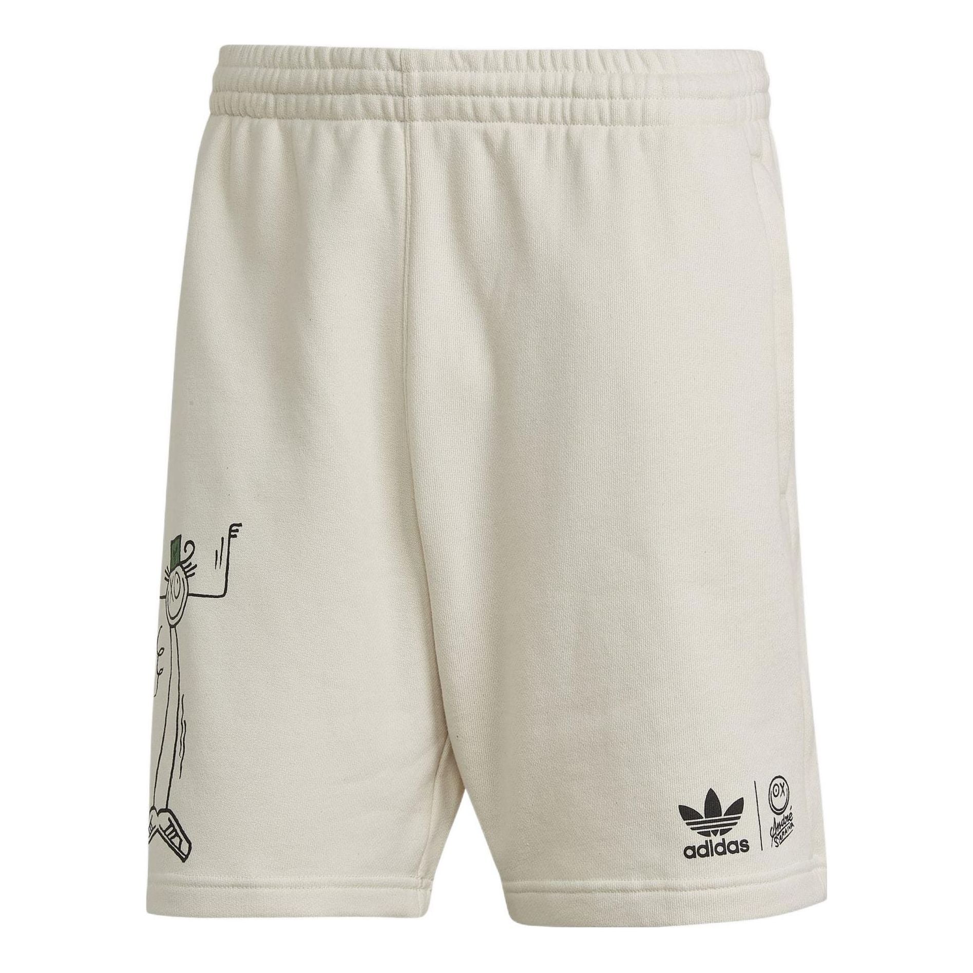 Image of Men's adidas originals Cartoon Graffiti Logo Printing Straight Casual Shorts Cre
