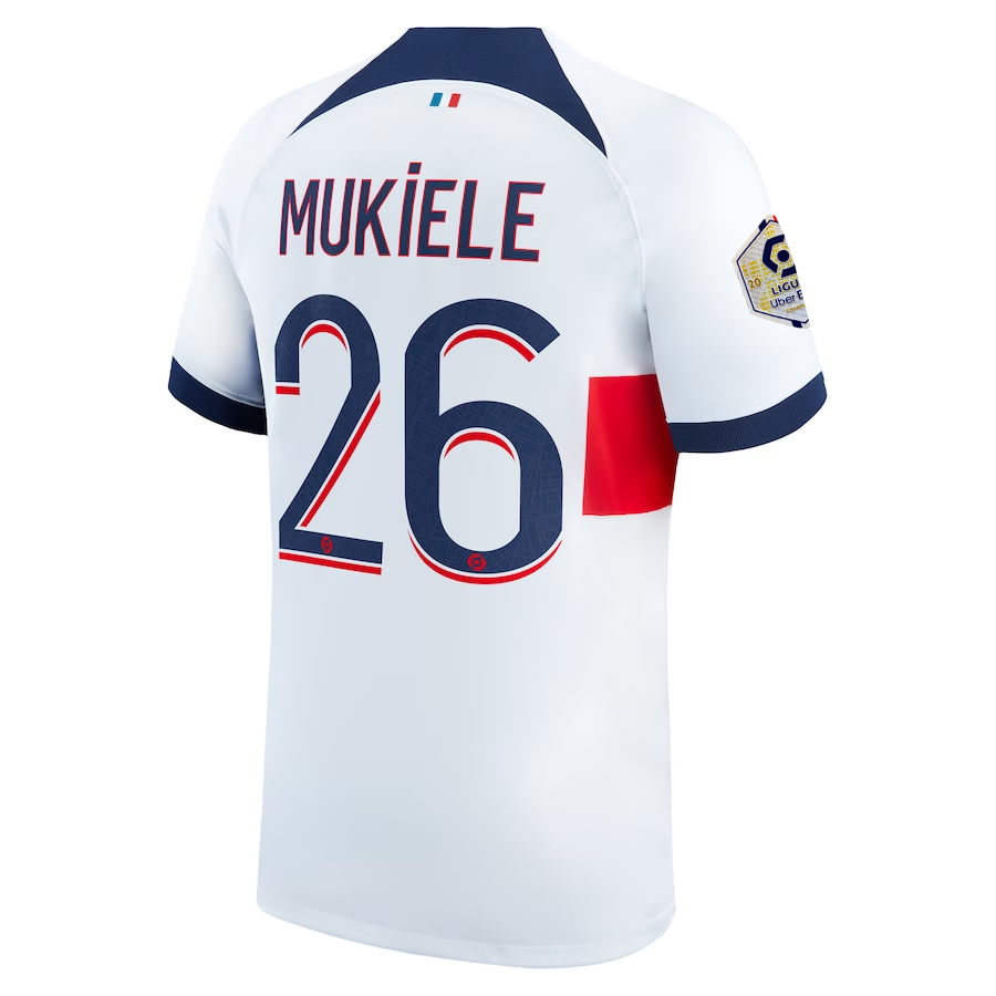 Nike Paris Saint-Germain Nordi Mukiele Away Jersey w/ Ligue 1 Patch 23/24 (White