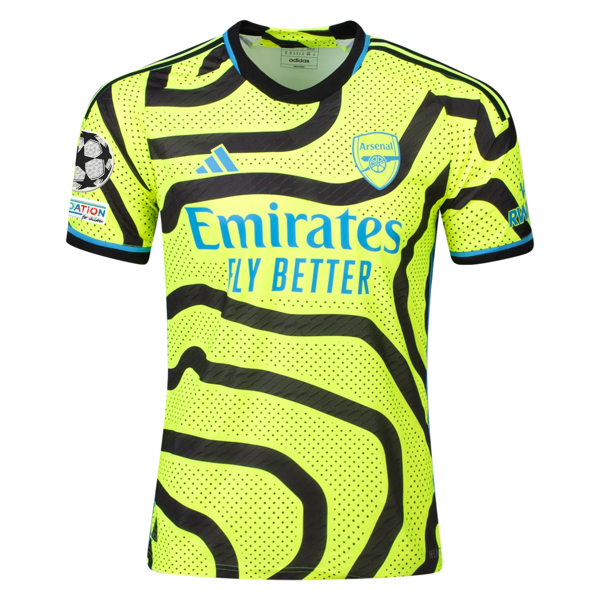 adidas Arsenal Authentic Auswärtstrikot mit Champions League-Aufnähern 23/24 (Team Sol