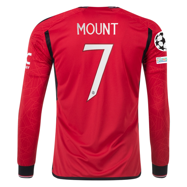 Image of adidas Manchester United Authentic Mason Mount Long Sleeve Home Jersey w/ Champi