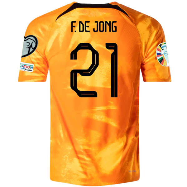 Image of Nike Netherlands Frenkie De Jong Home Match Authentic Jersey w/ Euro Qualifying