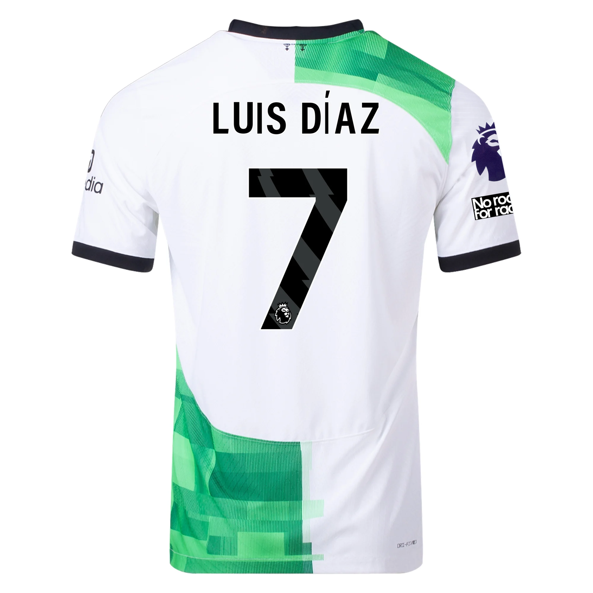 Nike Liverpool Authentic Luis Diaz Match Away Jersey w/ EPL + No Room For Racism
