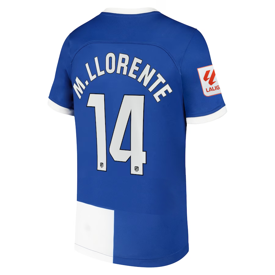 Image of Nike Atletico Madrid Marcos Llorente Away Jersey w/ La Liga Patch 23/24 (Old Roy