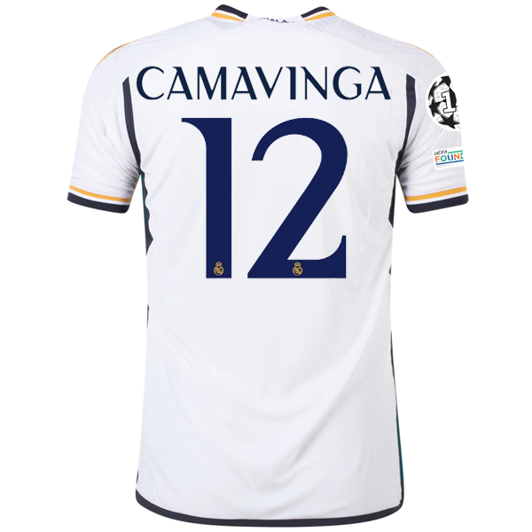 Image of adidas Real Madrid Authentic Eduardo Camavinga Home Jersey w/ Champions League +