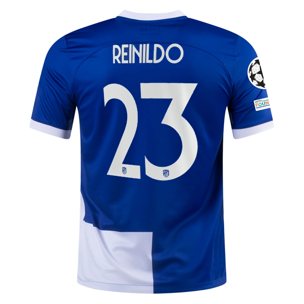 Image of Nike Atletico Madrid Reinildo Mandava Away Jersey w/ Champions League Patches 23