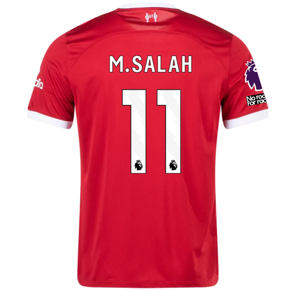 Nike Liverpool Mohamad Salah Home Jersey w/ EPL + No Room For Racism Patches 23/