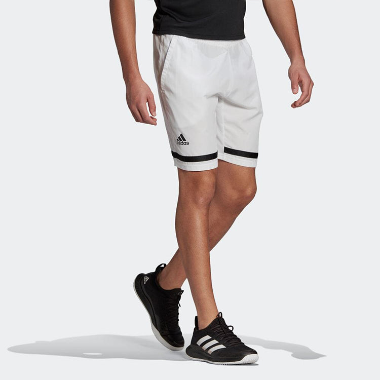 Men's adidas Contrasting Colors Stripe Logo Straight Casual Shorts White GL5399