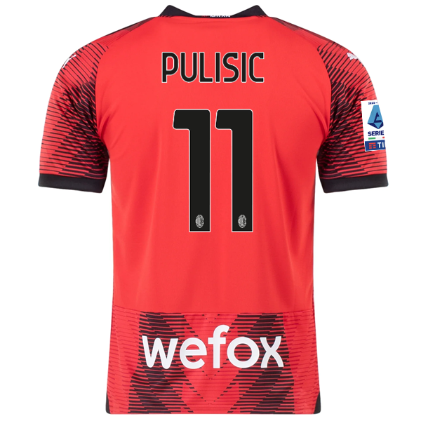 Puma AC Milan Christian Pulisic Home Jersey w/ Serie A Patch 23/24 (Puma Red/Bla