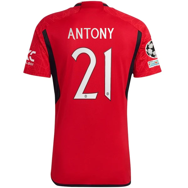 Image of adidas Manchester United Antony Home Jersey 23/24 w/ Champions League Patches (T