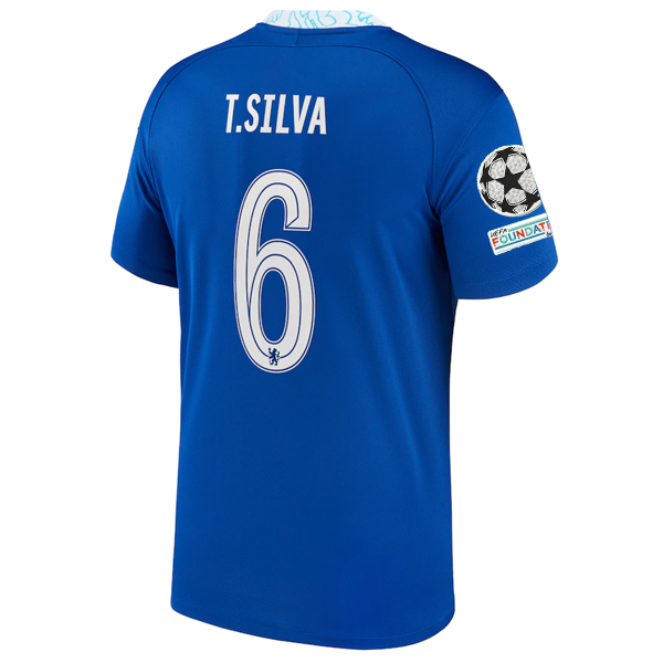Nike Chelsea Thiago Silva Home Jersey w/ Champions League + Club World Cup Patch