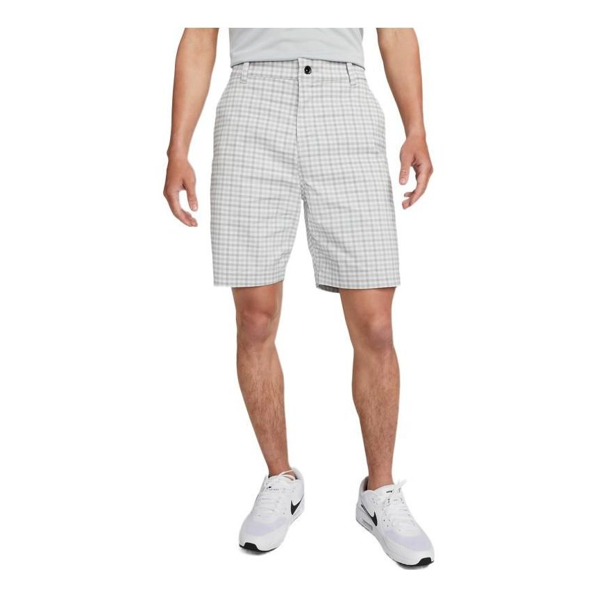 Image of Nike Classic Plaid Pattern Button Straight Shorts Men's White DN1960-077